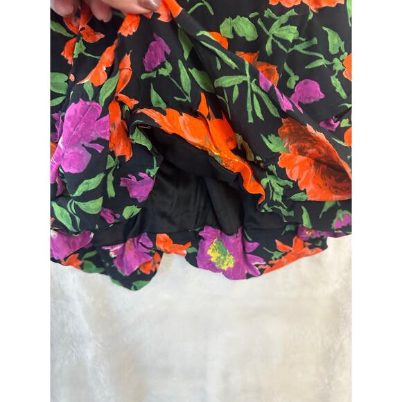 NWT Zara Ruche Mini Dress L Bodycon Floral Festival Party Club - Picture 6 of 9